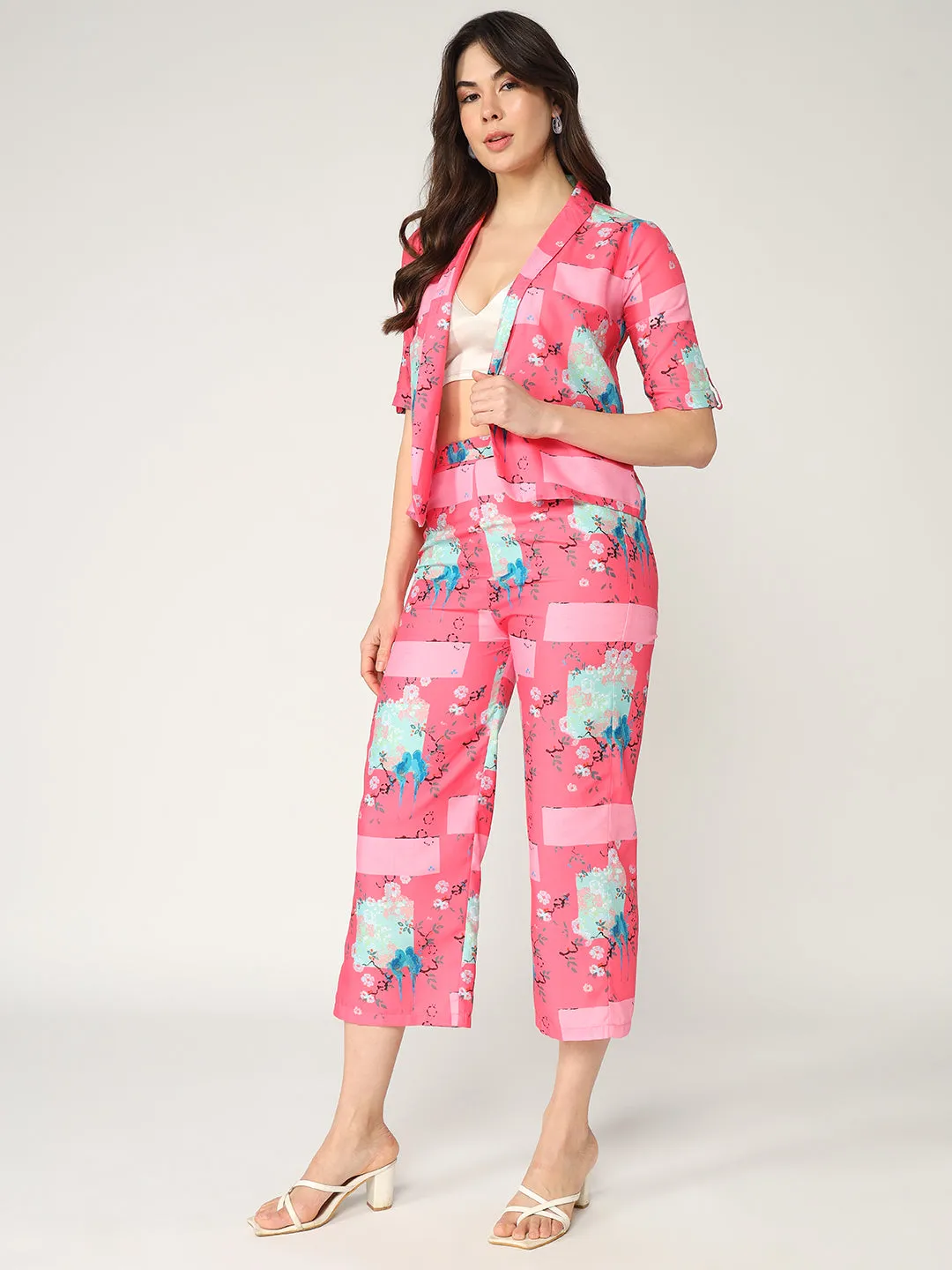 Fusion Digital Printed Blazer With Pant Set (Set Of 2)