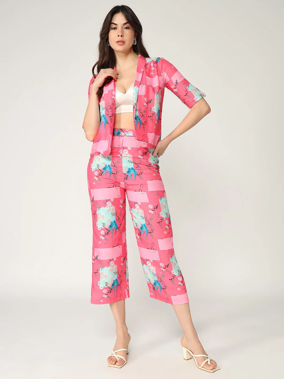 Fusion Digital Printed Blazer With Pant Set (Set Of 2)