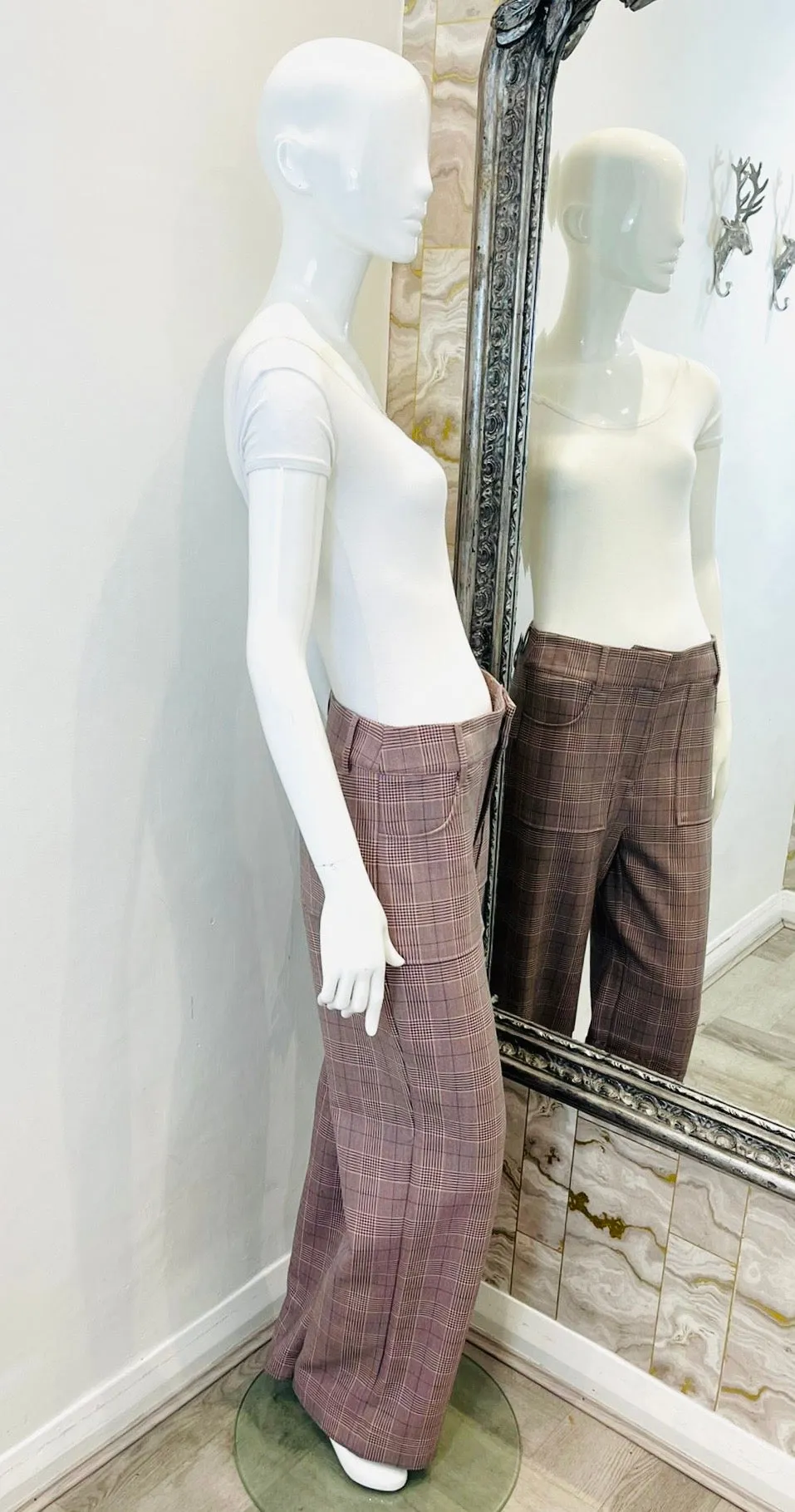 Ganni Checked Cady Trousers. Size 36FR