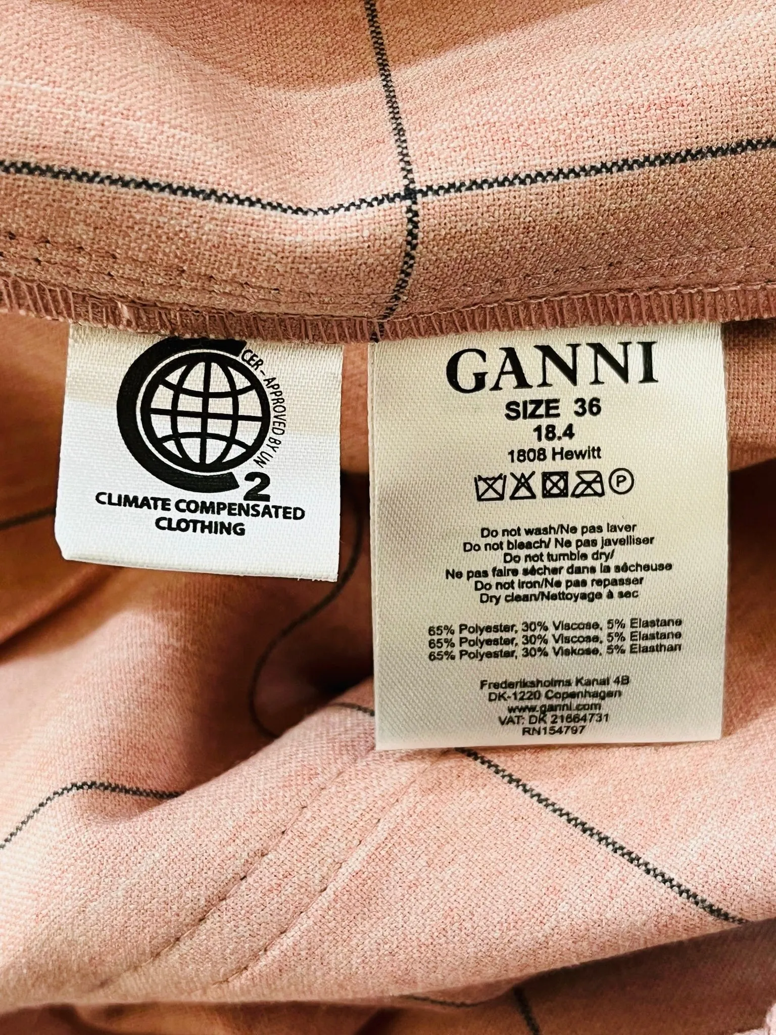 Ganni Checked Cady Trousers. Size 36FR