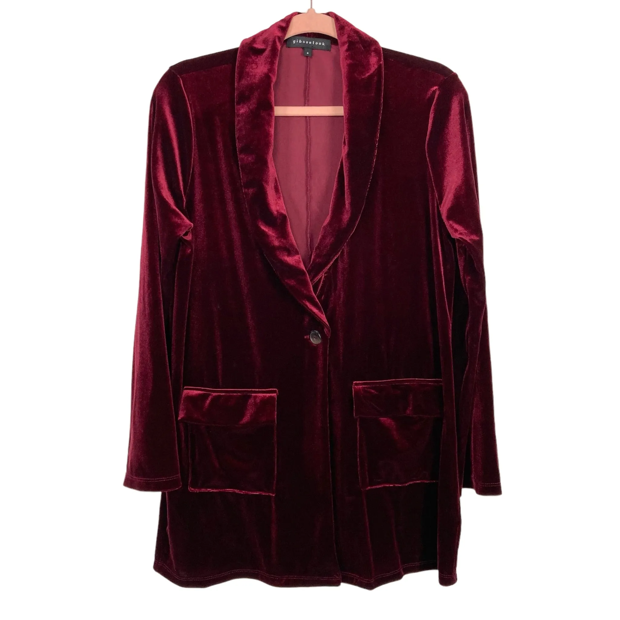 Gibson Look Wine Velvet Blazer- Size S