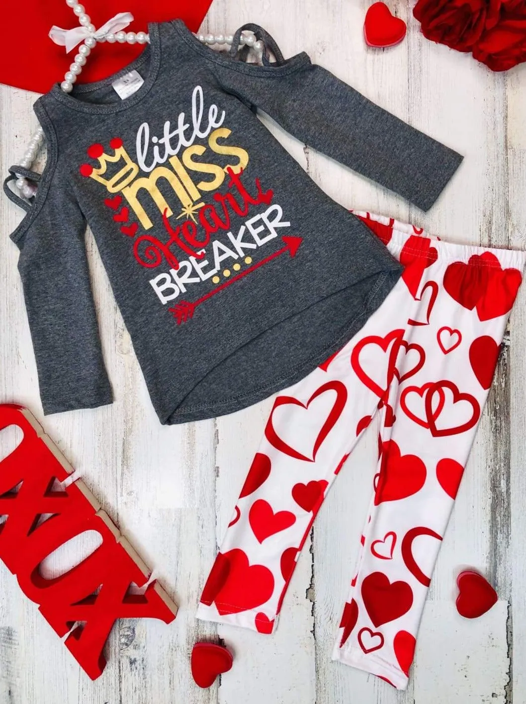 Girls "Little Miss Heart Breaker" Top And Leggings