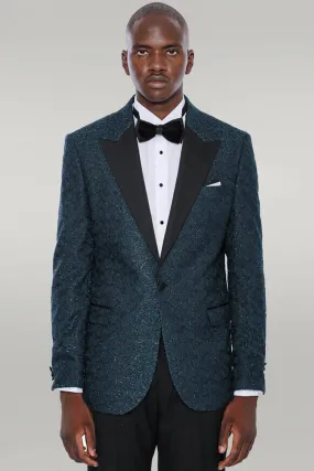 Glitter Pattern Green Men Tuxedo Jacket - Wessi