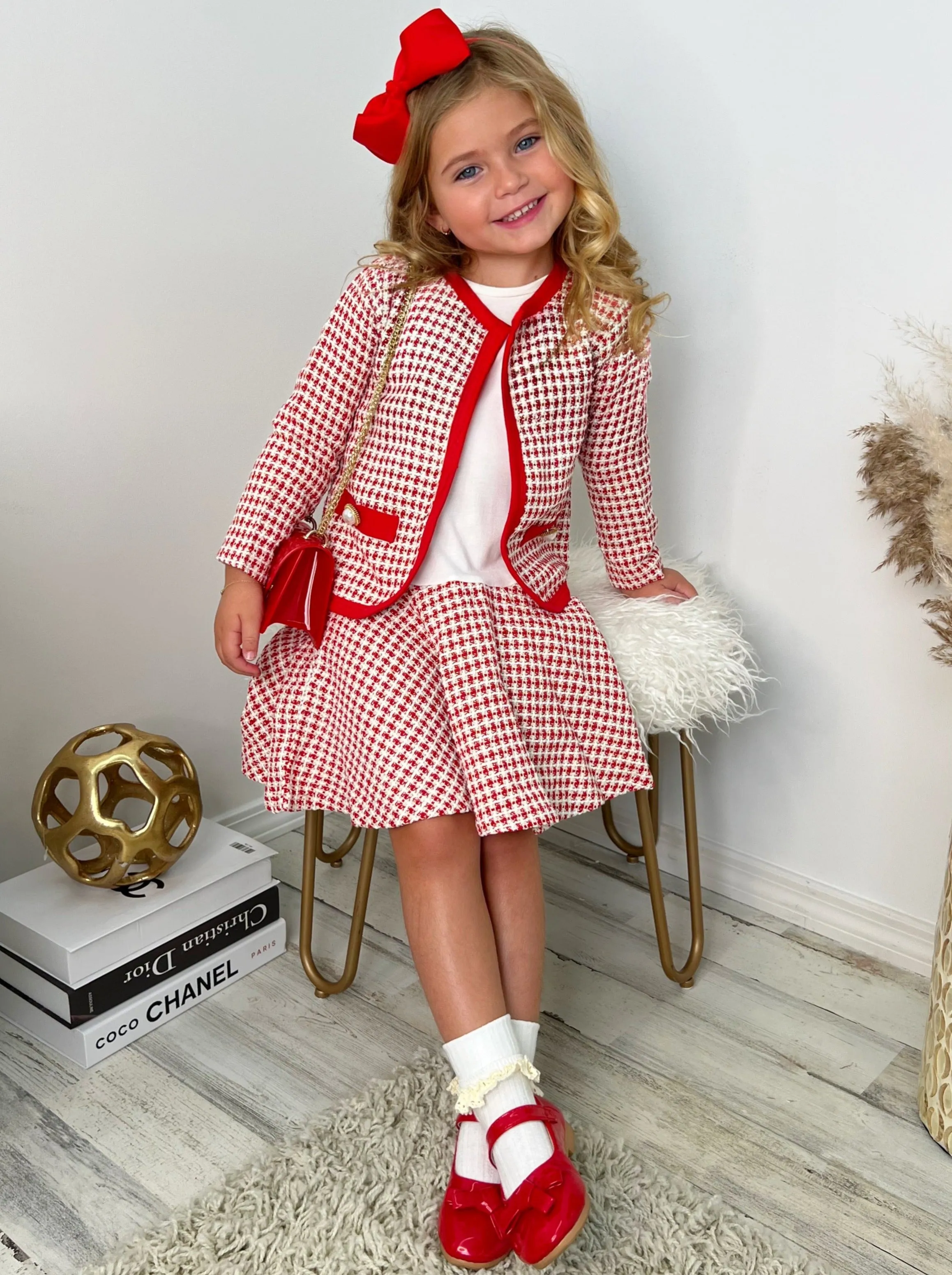 Going Places Houndstooth Dress And Blazer Set