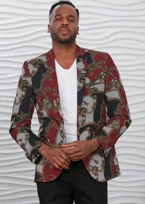 Gold Burgundy Chain Baroque Blazer