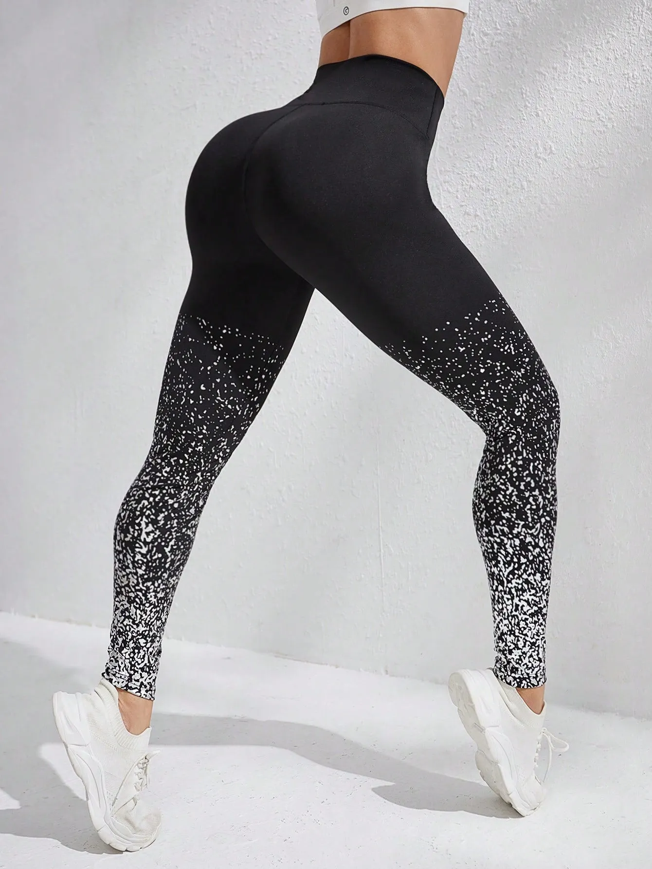 Graphic Print Wide Waistband High Waist Sports Leggings