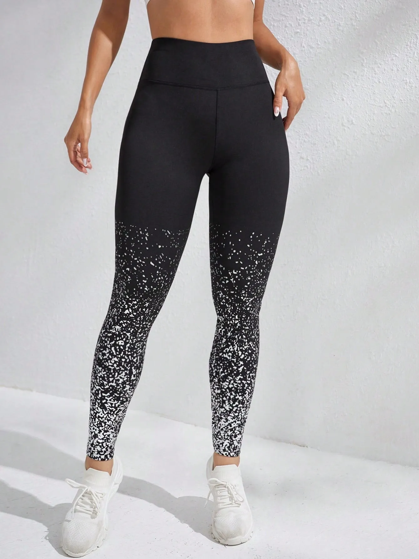 Graphic Print Wide Waistband High Waist Sports Leggings