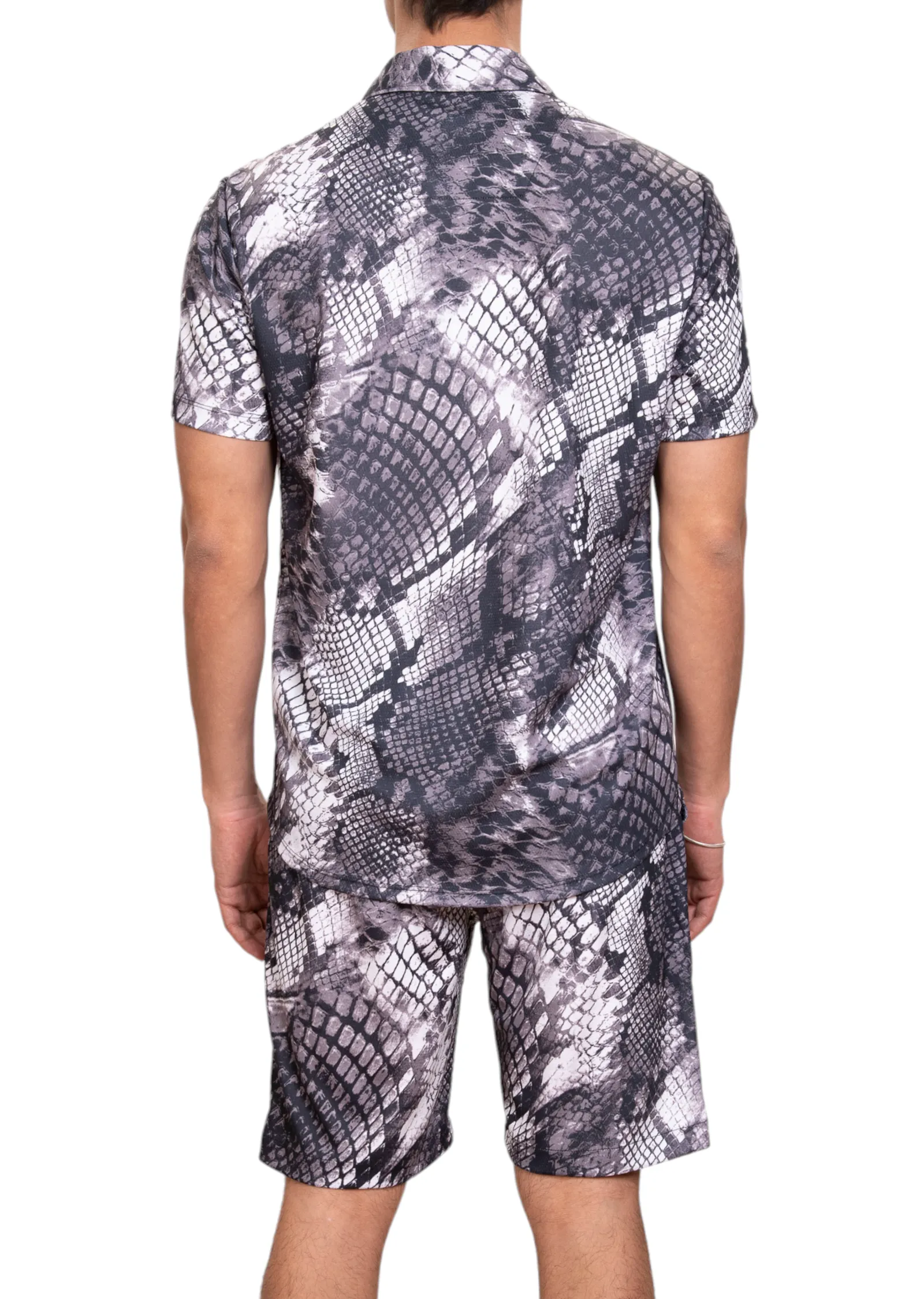 Gray Leopard Camp Shirt & Shorts Set