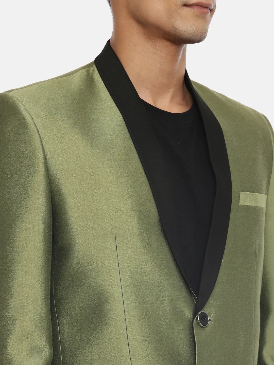 Green and Black Two Button Designer Blazer - MMJ084