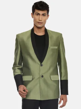 Green and Black Two Button Designer Blazer - MMJ084