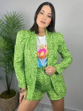 Green Snake Printed Blazer