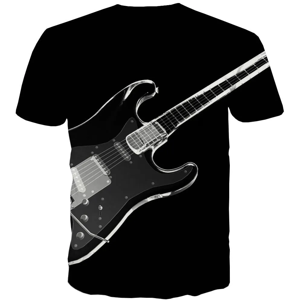 Guitar T shirts Men Music Tshirt Anime Wooden Tshirt Printed Metal T-shirts 3d