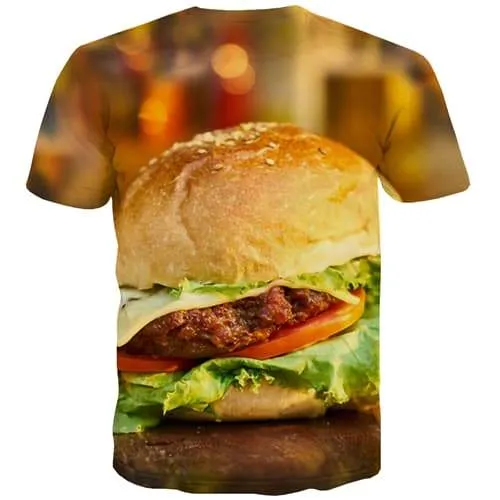 Hamburger T shirts Men Funny Tshirt Anime Food Shirt Print Harajuku Tshirts Casual Cartoon T-shirts Graphic Short Sleeve Hip hop