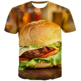 Hamburger T shirts Men Funny Tshirt Anime Food Shirt Print Harajuku Tshirts Casual Cartoon T-shirts Graphic Short Sleeve Hip hop