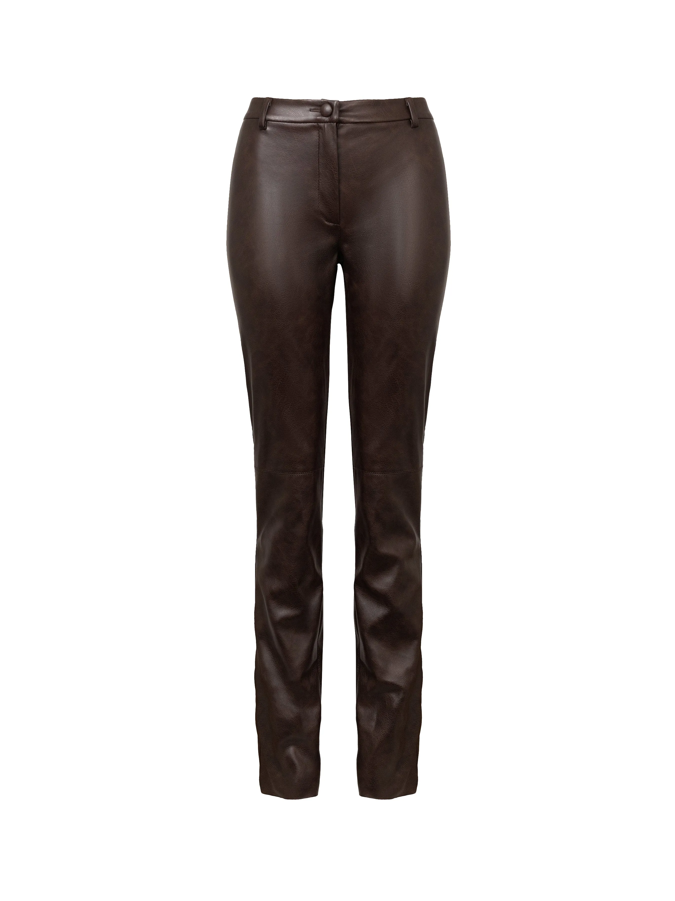 HATTIE dark brown vegan leather cigarette trousers