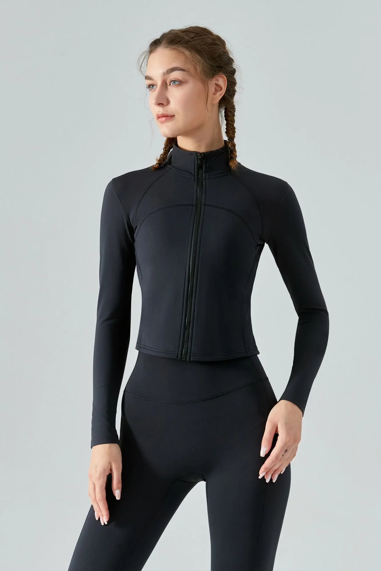 High Neck Zip-Up Thermal Track Jacket