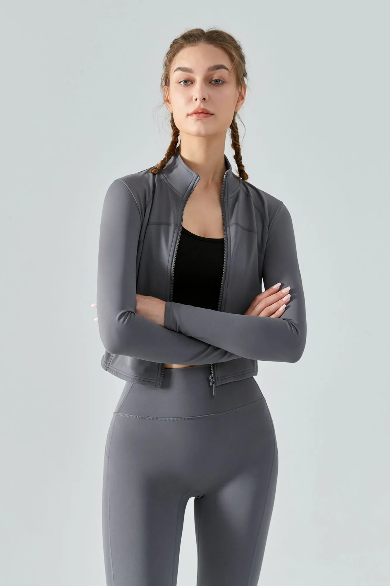 High Neck Zip-Up Thermal Track Jacket