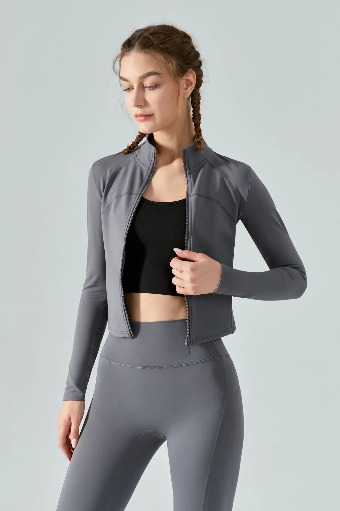 High Neck Zip-Up Thermal Track Jacket