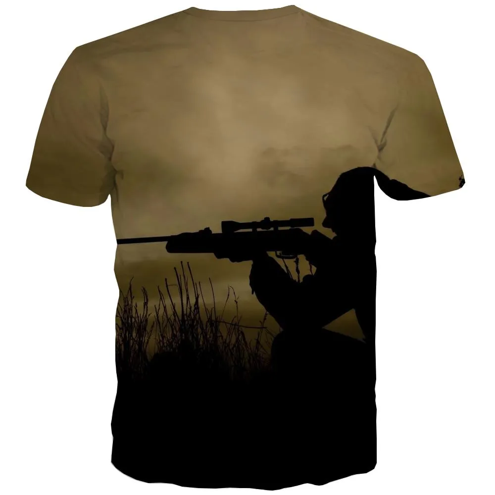 Hunting T-shirt Men Jungle Tshirts Novelty Deer Shirt Print Shooter Tshirt Printed Camouflage Tshirts Cool