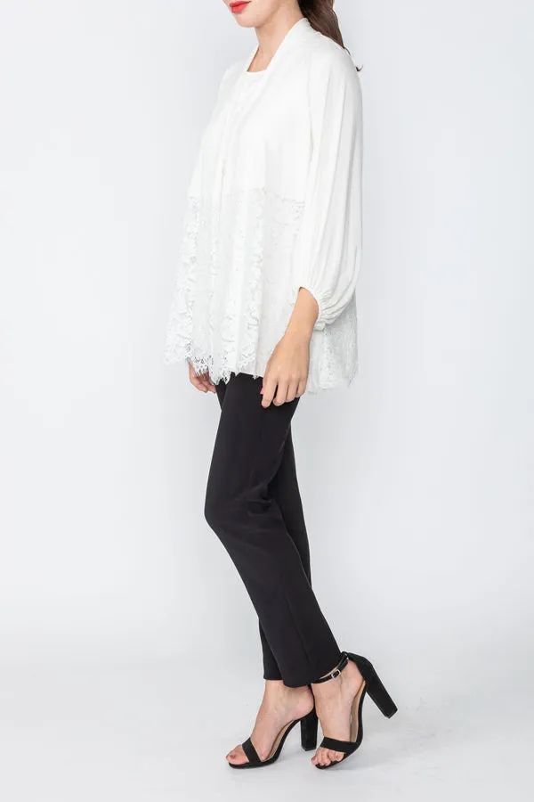 IC Lace Cardigan 5320J, White, Black