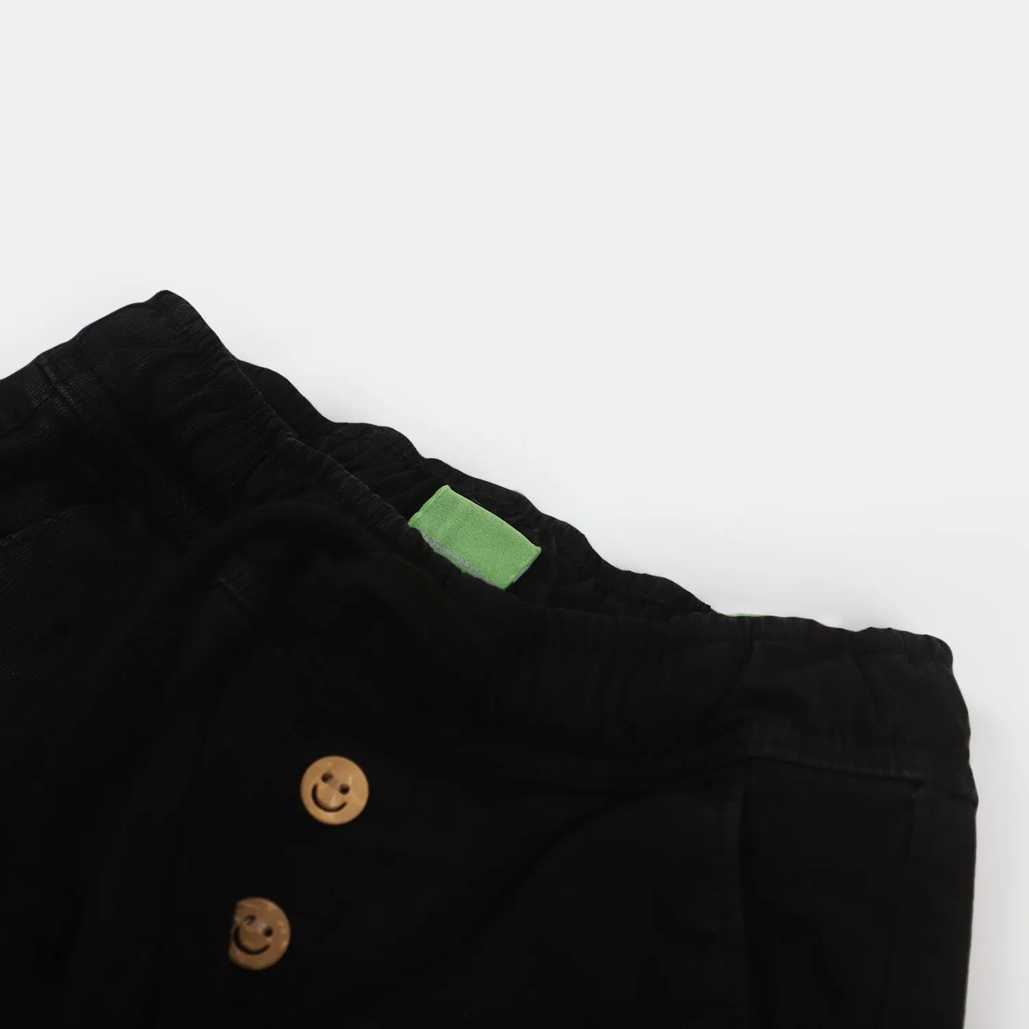 Infant Boys Cotton Pant Wooden Buttons - Dark Brown