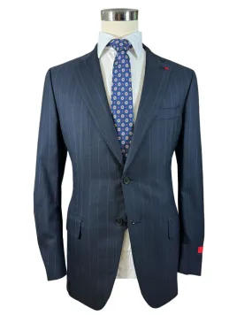 Isaia Suit Midnight Blue Pin Stripe EU 48/ US 38