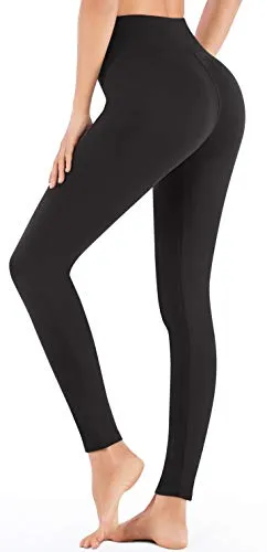 IUGA High Waisted Yoga Leggings for Women Workout Leggings with Inner Pocket, Soft Basic Leggings for Everyday Black