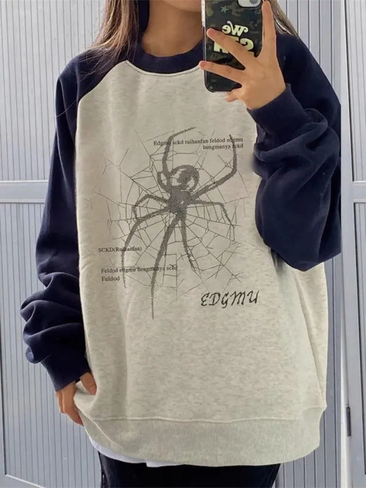 Joskaa Spider Print Raglan Sweatshirt