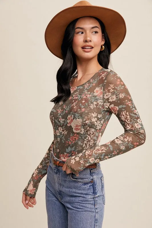 June Floral Mesh Top