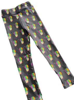 Junior Mardi Gras Purple, Green, Gold Sno Ball Leggings