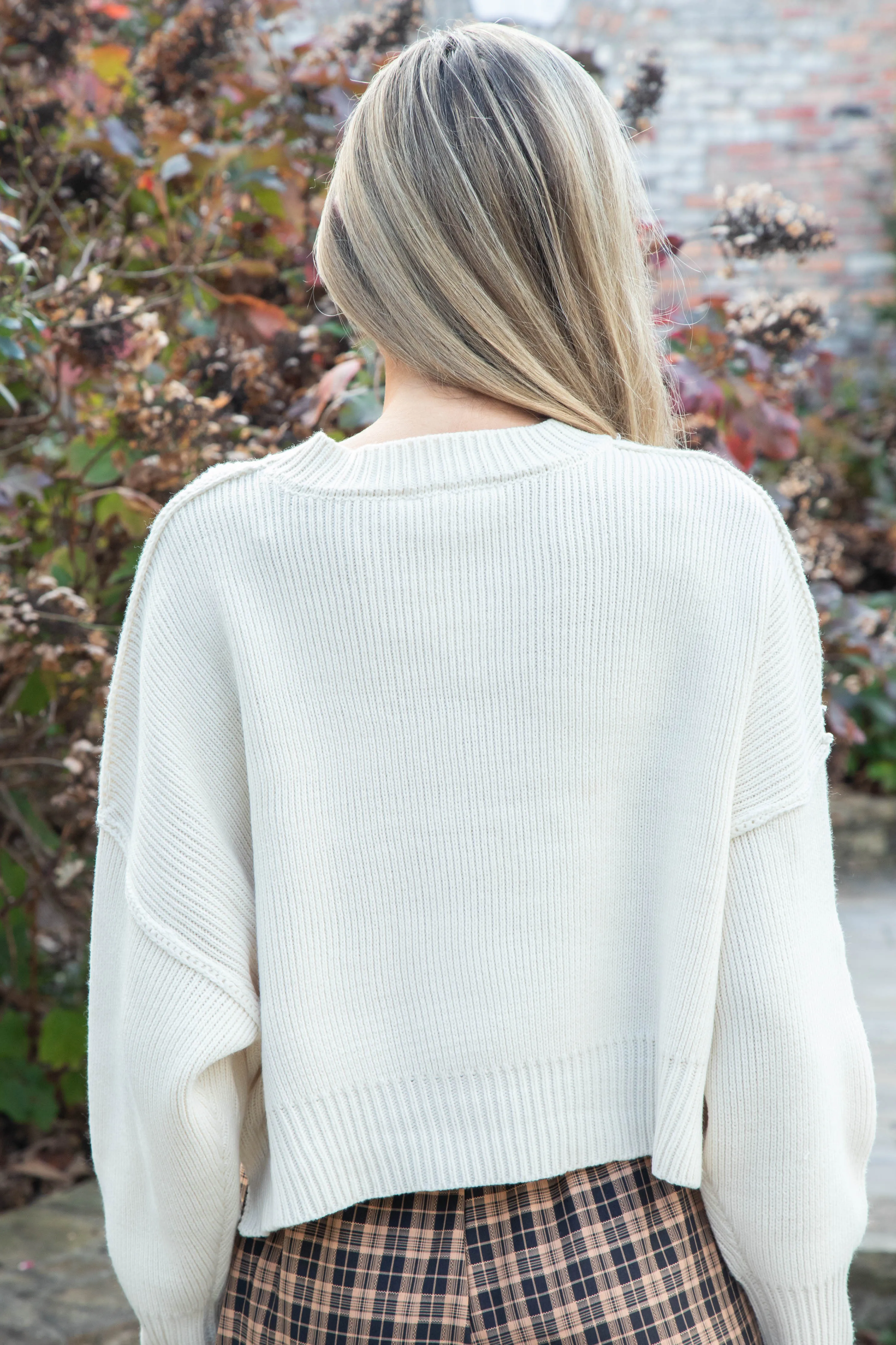 Keely Cropped Sweater, Cream