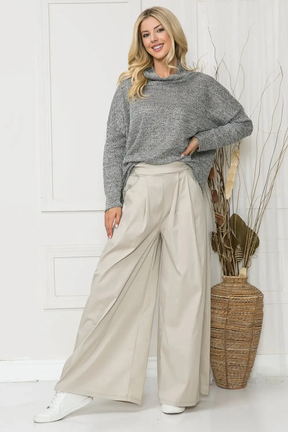 Khaki Wide Leg Pants