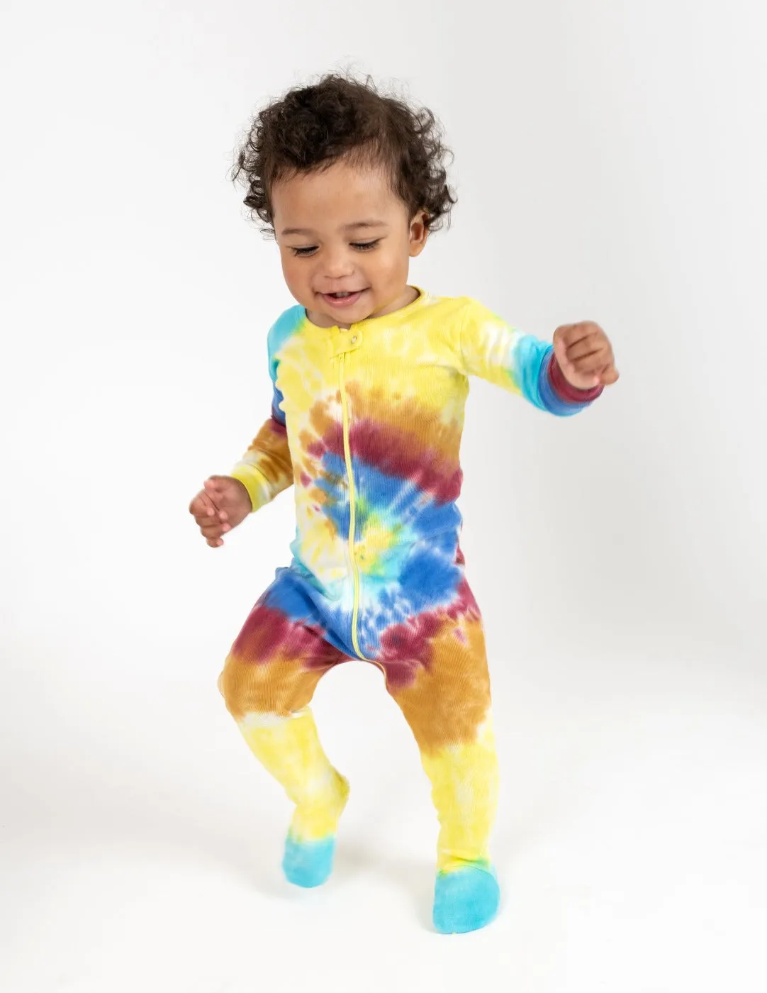 Kids Footed Boy Swirl Tie Dye Pajamas