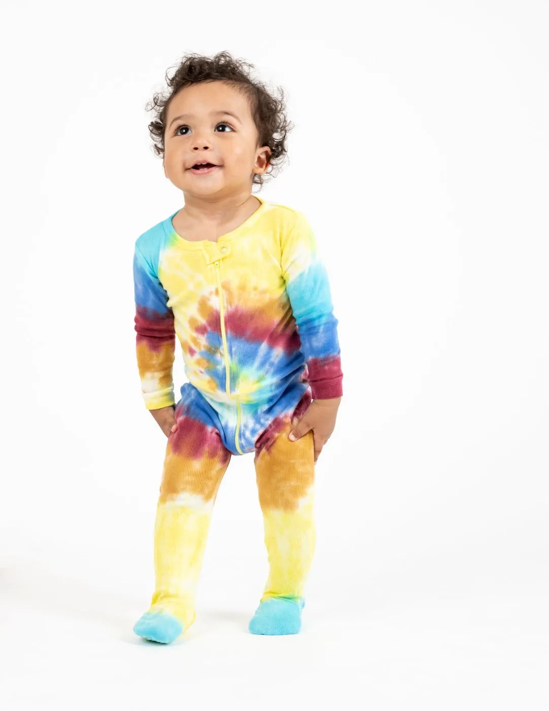 Kids Footed Boy Swirl Tie Dye Pajamas