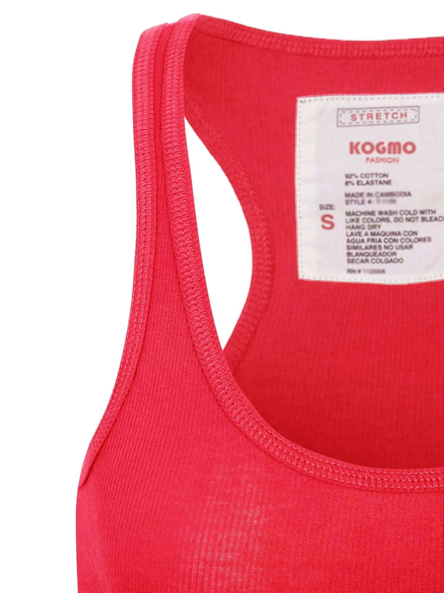 KOGMO Women's Basic Stretchy Cotton Ribbed Knit Racerback Tank Top (S-XL)