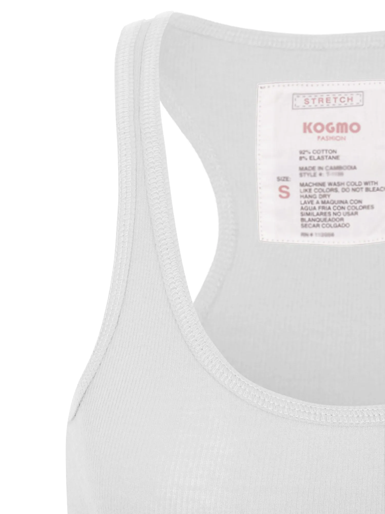 KOGMO Women's Basic Stretchy Cotton Ribbed Knit Racerback Tank Top (S-XL)