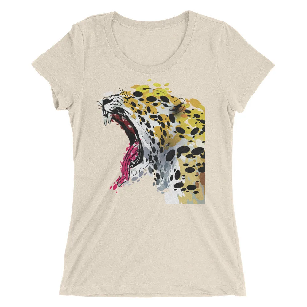 Ladies' Short Sleeve T-Shirt - Abstract Jaguar Yawning