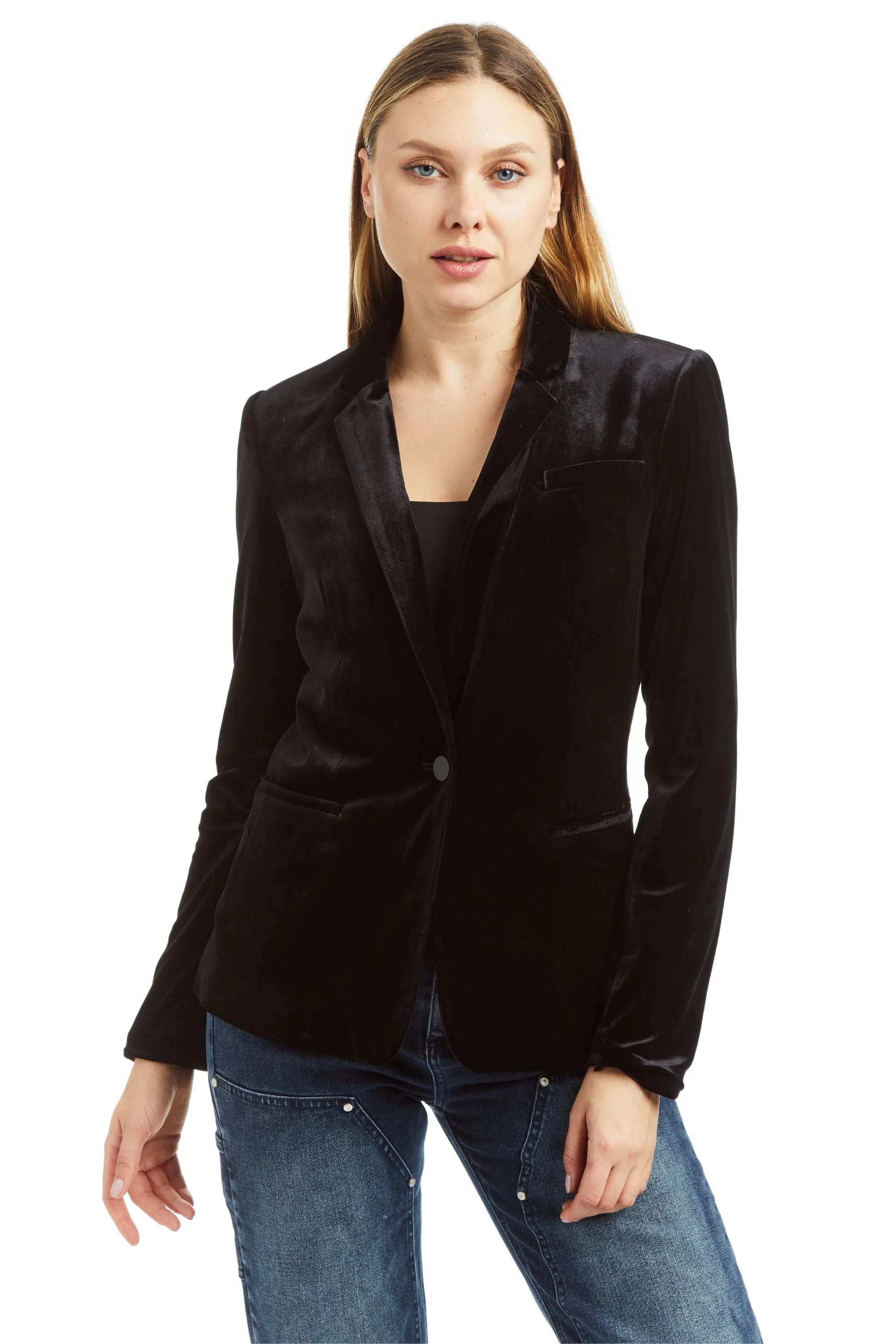 Lined Stretch Velvet Blazer