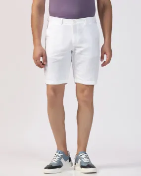 Linen Casual White Solid Shorts - Kin