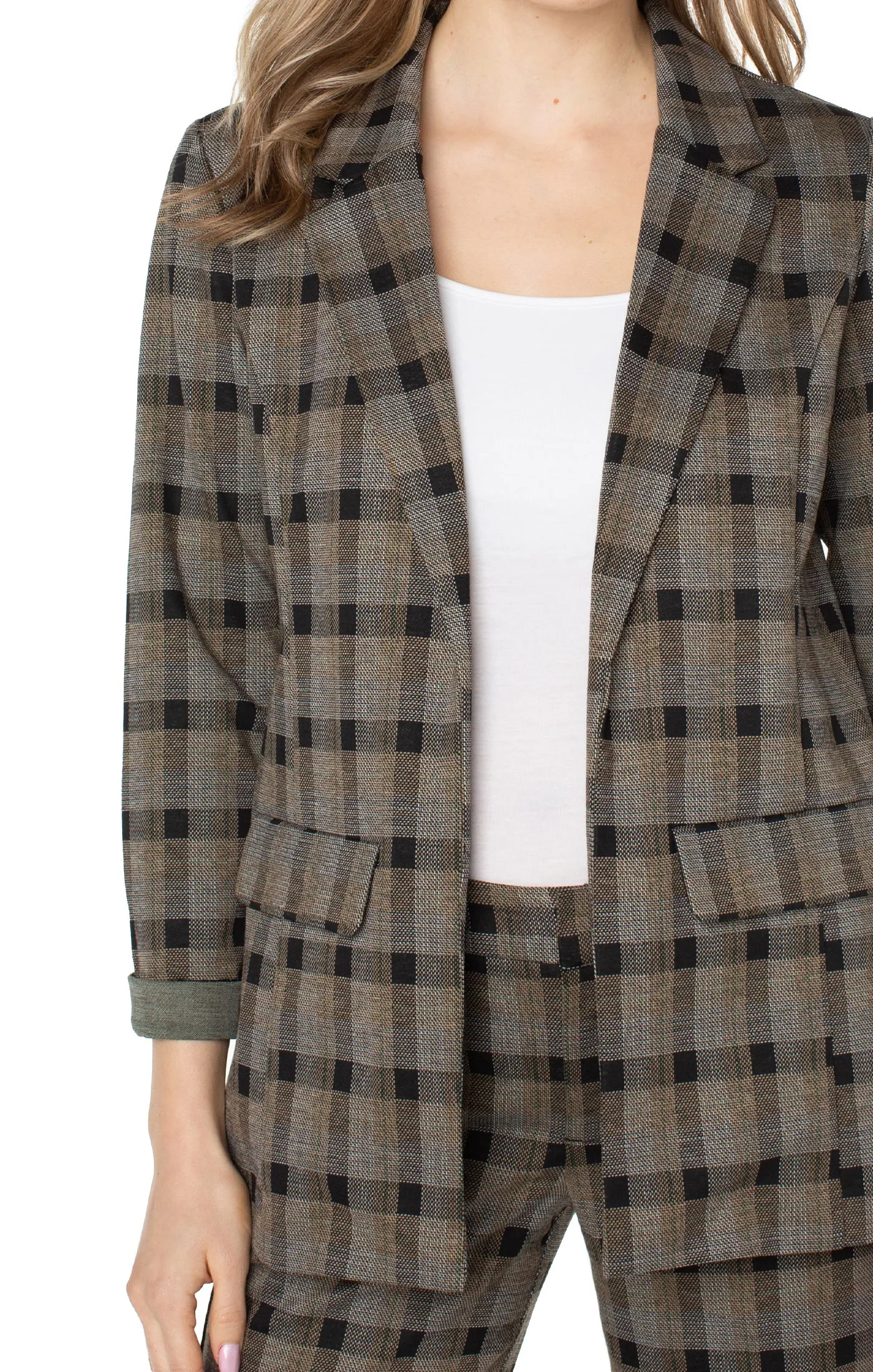 Liverpool Boyfriend Blazer (Black Granola Linear Plaid)