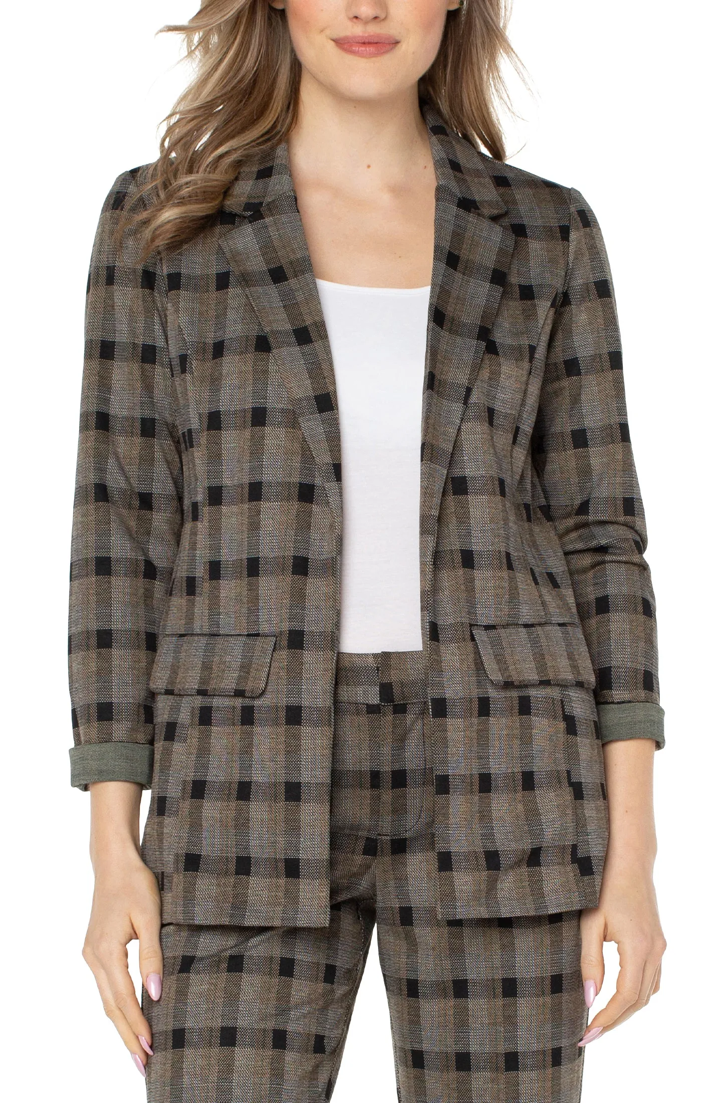 Liverpool Boyfriend Blazer (Black Granola Linear Plaid)