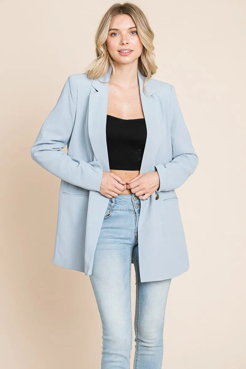 Long Double Breasted Lapel Collar Blazers