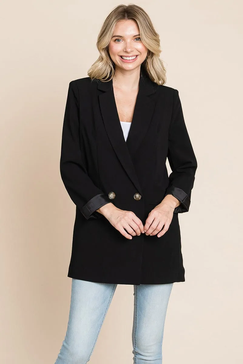 Long Double Breasted Lapel Collar Blazers