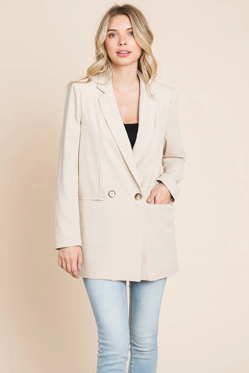 Long Double Breasted Lapel Collar Blazers