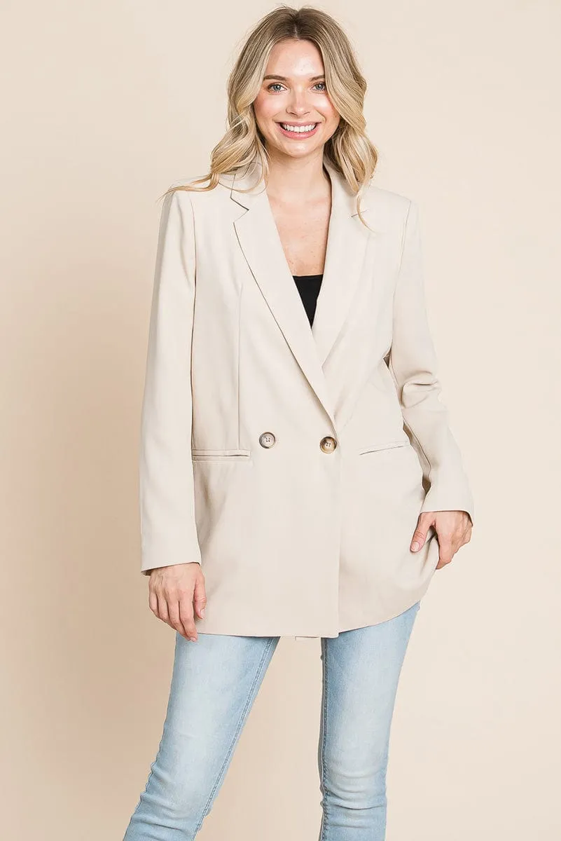 Long Double Breasted Lapel Collar Blazers