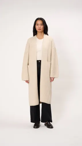 Long Open Cardigan in Ecru