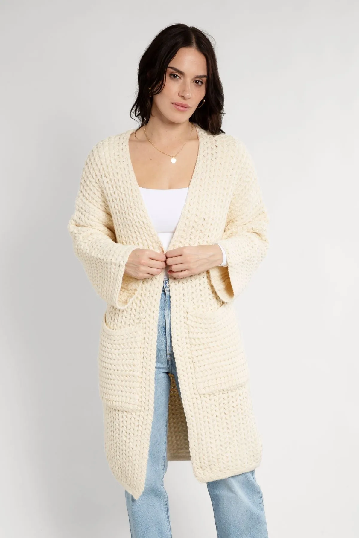 Long Sleeve Kimono Cable Knit Cardigan