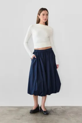 Marie Midi Bubble Skirt in Navy Blue