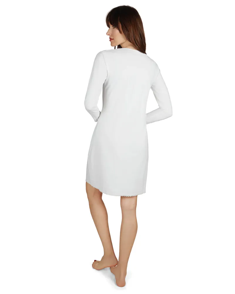 Me Moi White Bonded Long Sleeve Shell Dress 38"