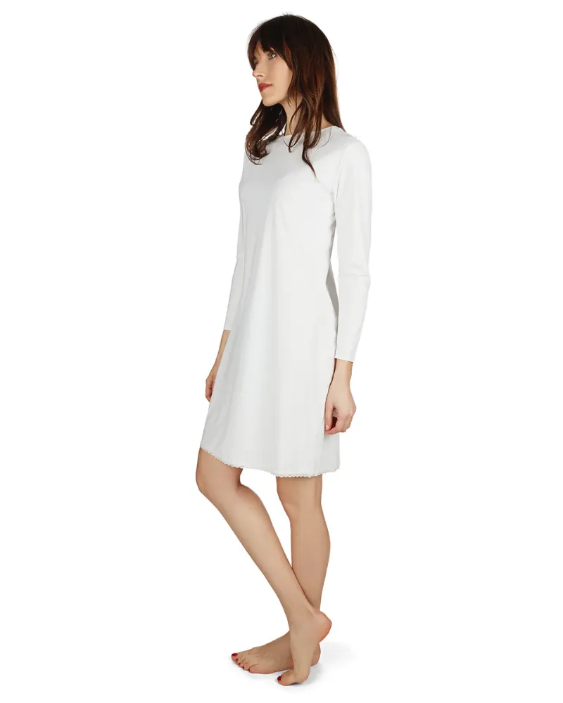 Me Moi White Bonded Long Sleeve Shell Dress 38"